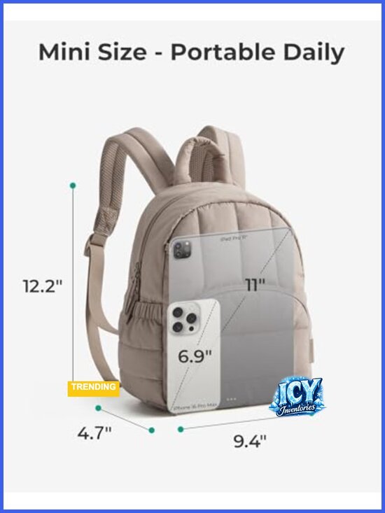 Quilted Lightweight Mini Backpack for Women, Water-Resistant Anti-Theft Daypack main image 4